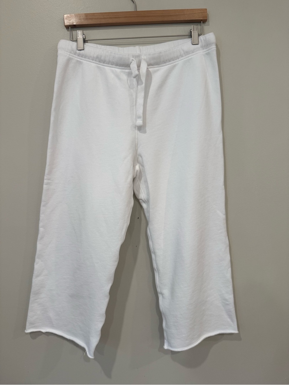Frank and Eileen Catherine Triple Fleece Cropped Wide Leg Sweatpants White L 24”